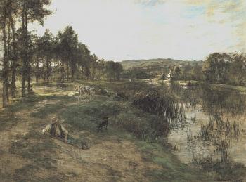 Leon Augustin Lhermitte : Herd at the Edge of water